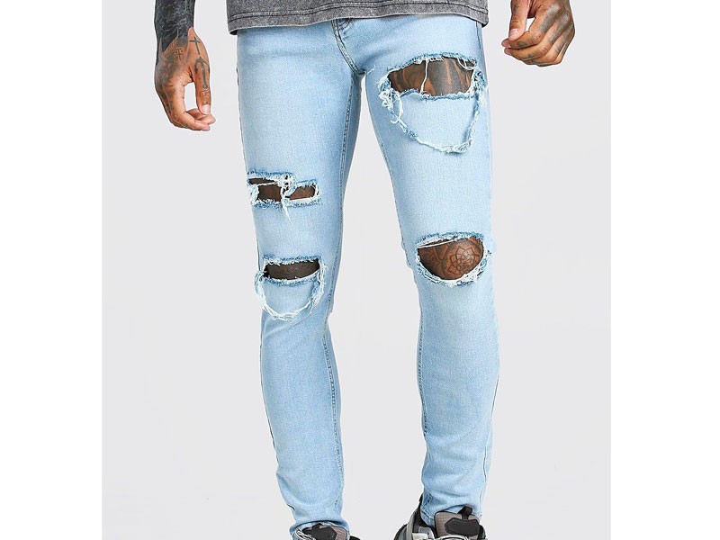 Women's Skinny Stretch Jeans With Multi Rips