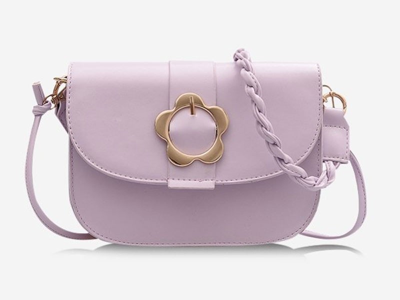 Women's Braid String Flower Shape Lock Crossbody Bag