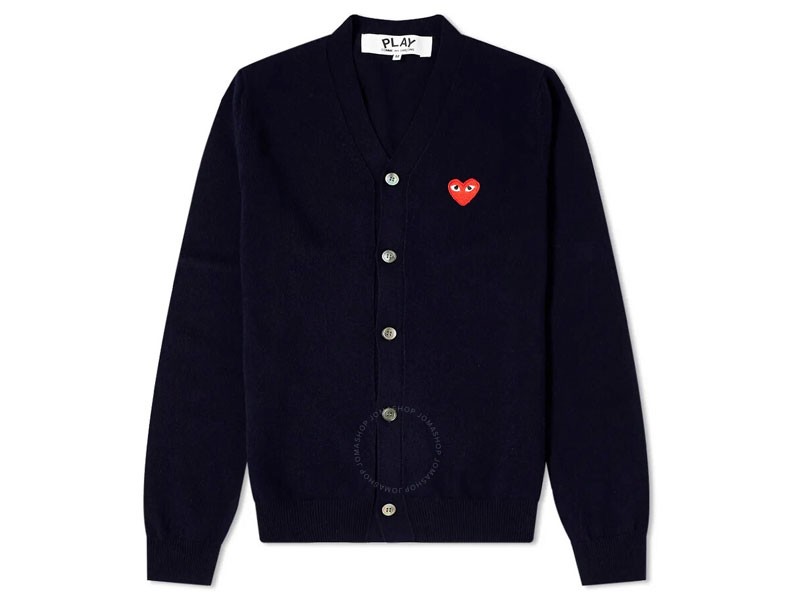 Comme Des Garcons Men's Heart Logo Cardigan In Navy