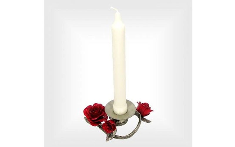 Silver Rose Candle Holder: 3 Preserved Roses