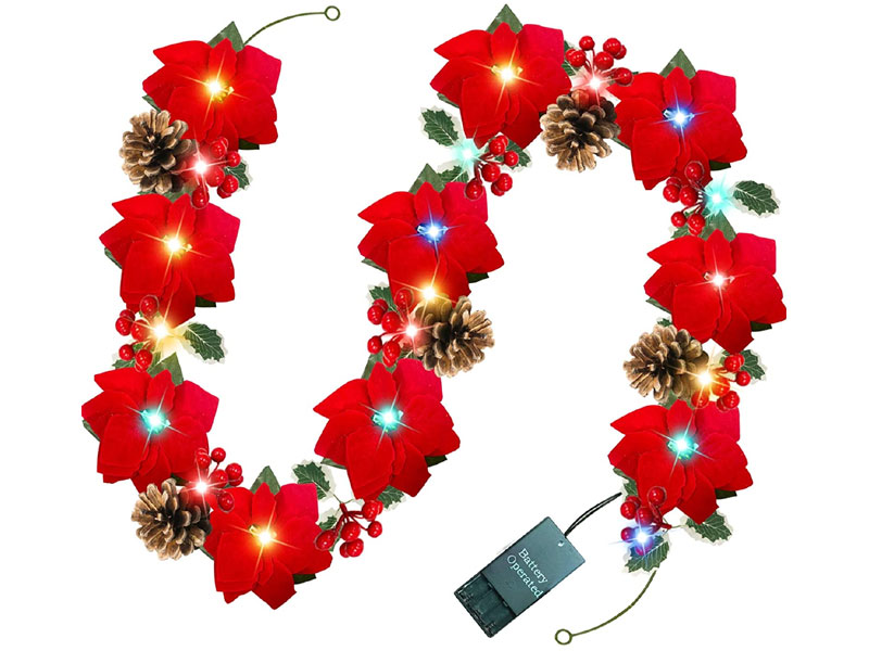 Turnmeon 6FT Christmas Poinsettia Garland