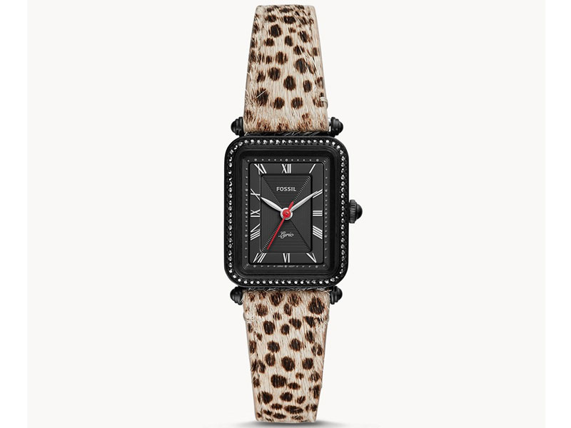 Fossil Lyric Three-Hand Faux Cheetah Hair Leather Watch