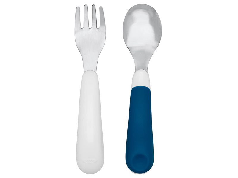 Oxo Tot Toddler Fork & Spoon Set With Carry Case Teal