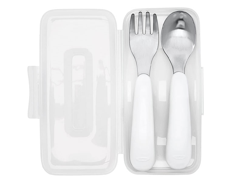 Oxo Tot Toddler Fork & Spoon Set With Carry Case Teal