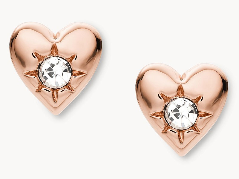 Fossil Rose Gold-Tone Brass Stud Earrings For Women