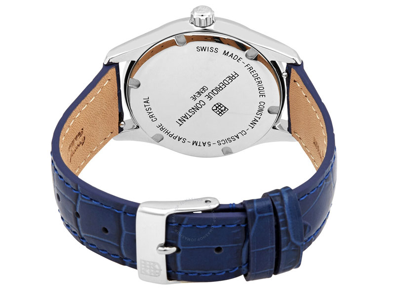 Frederique Constant Classics Silver Dial Blue Leather Ladies Watch