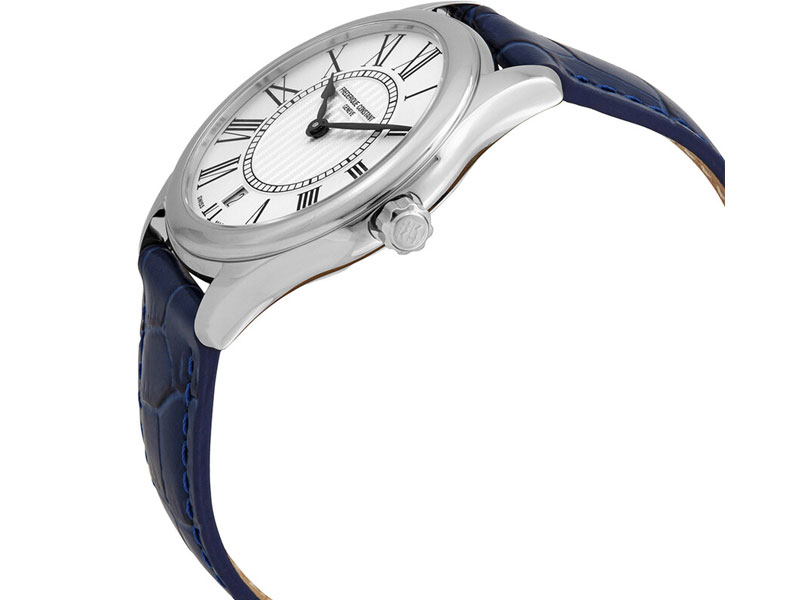 Frederique Constant Classics Silver Dial Blue Leather Ladies Watch