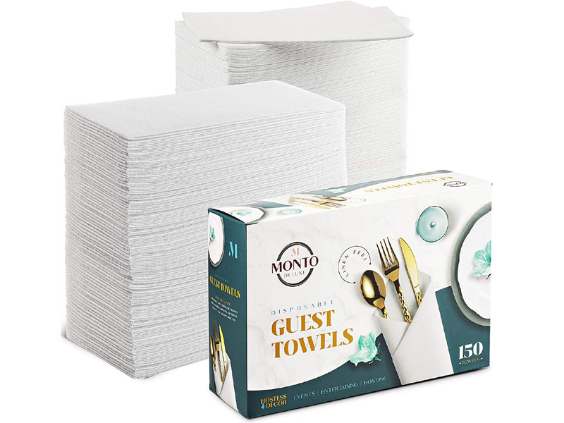 MontoPack Disposable White Linen-Feel Guest Towels