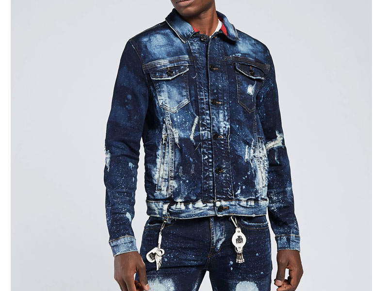 Men's Smugglers Moon Denim Jacket With Acid Deta