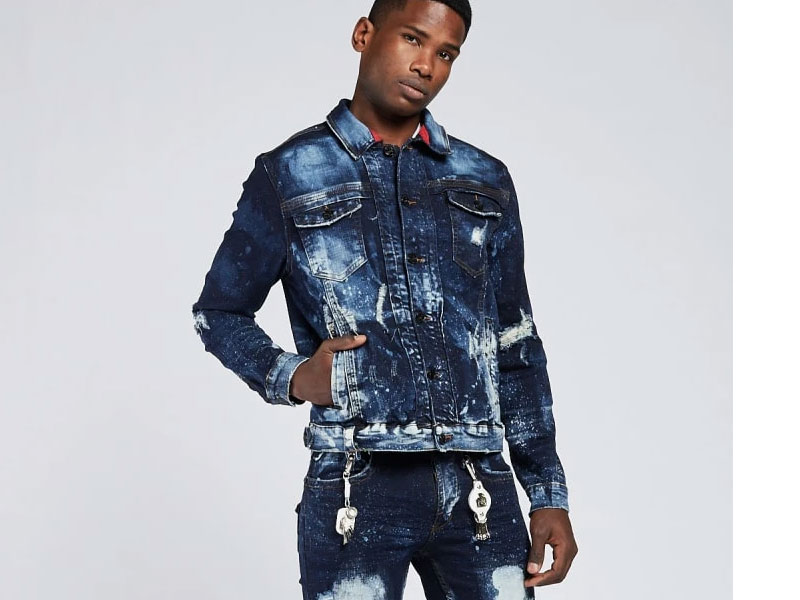 Men's Smugglers Moon Denim Jacket With Acid Deta