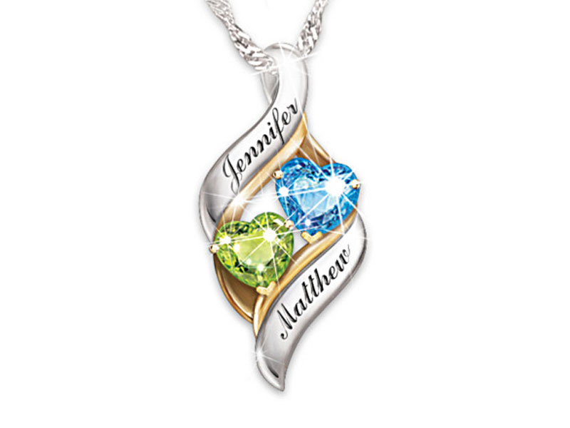 Bradfordexchange Personalized Birthstone Pendant With Heart-Shaped Stones