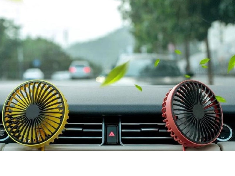 Car Fan Cool USB Wired Switch with LED Ambient Light Car Air Vent Mounted Fan