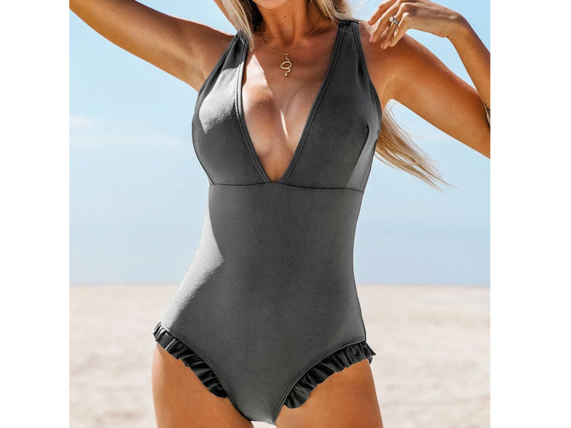 Women's Sweet Smile Solid One-Piece Swimsuit