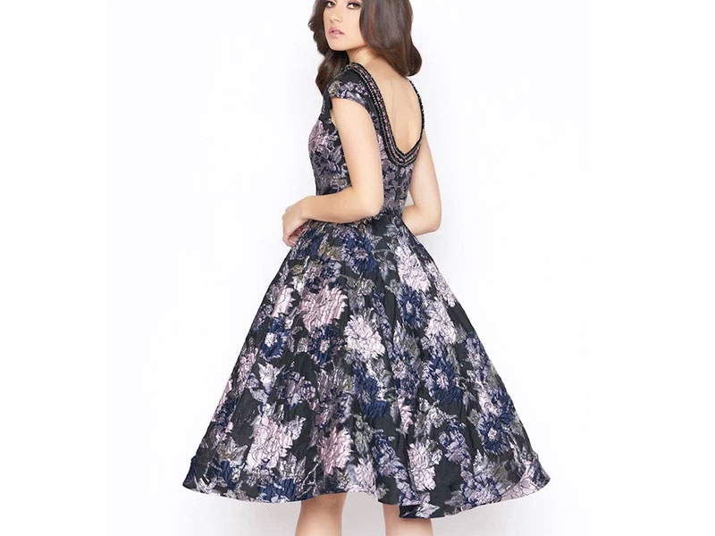 Women's Mac Duggal Floral Detailed Bateau A Line Dress