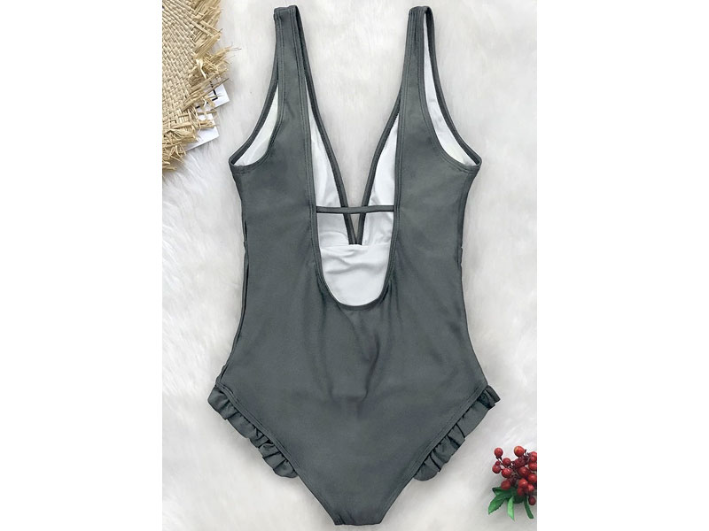 Women's Sweet Smile Solid One-Piece Swimsuit