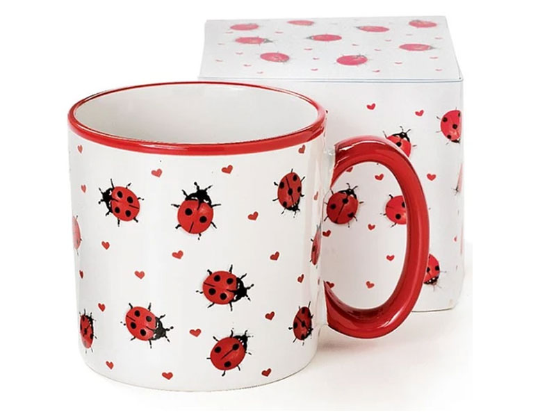 White Lovely Ladybug Coffee Mug