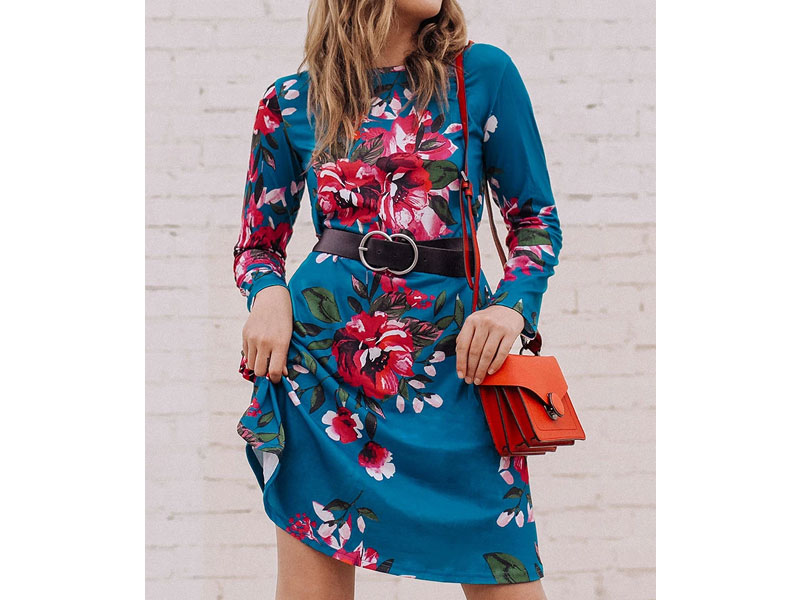 Women's Floral Print Long Sleeve Dress