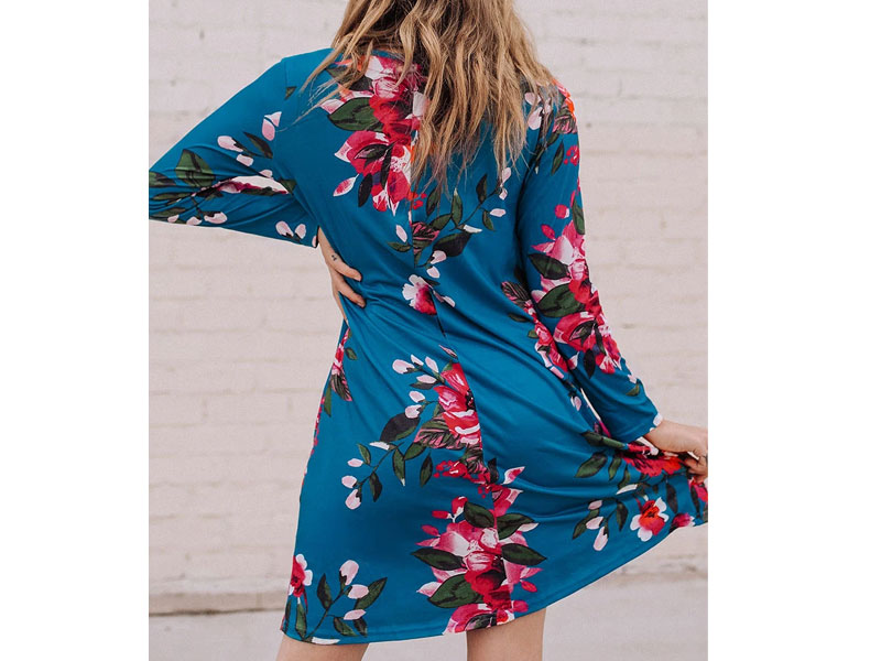 Women's Floral Print Long Sleeve Dress