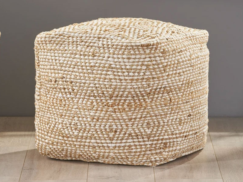 Maja Hand-Crafted Boho Fabric Cube Pouf