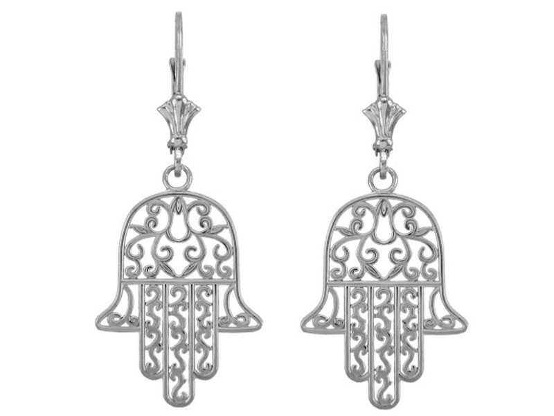 Women's Hamsa Earrings in Sterling Silver