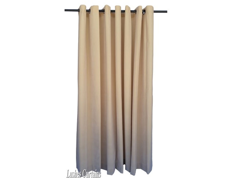 Used Beige Flocked Velvet Curtain w/Grommet Eyelet Top 4ft W x 7ft H