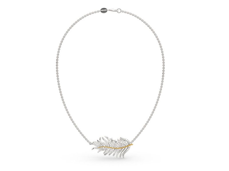 Women's Jeulia Two Tone Feather Sterling Silver Necklace