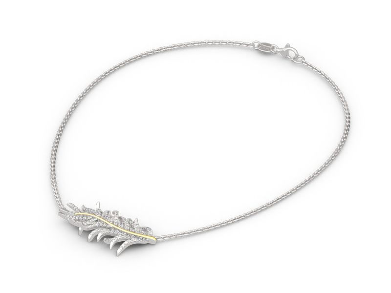 Women's Jeulia Two Tone Feather Sterling Silver Necklace