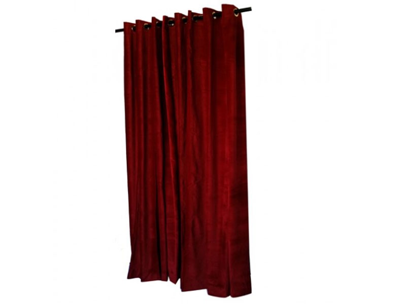 Used Burgundy Cotton Velvet Curtain 7 ft w x 10 ft h w/Grommet Top