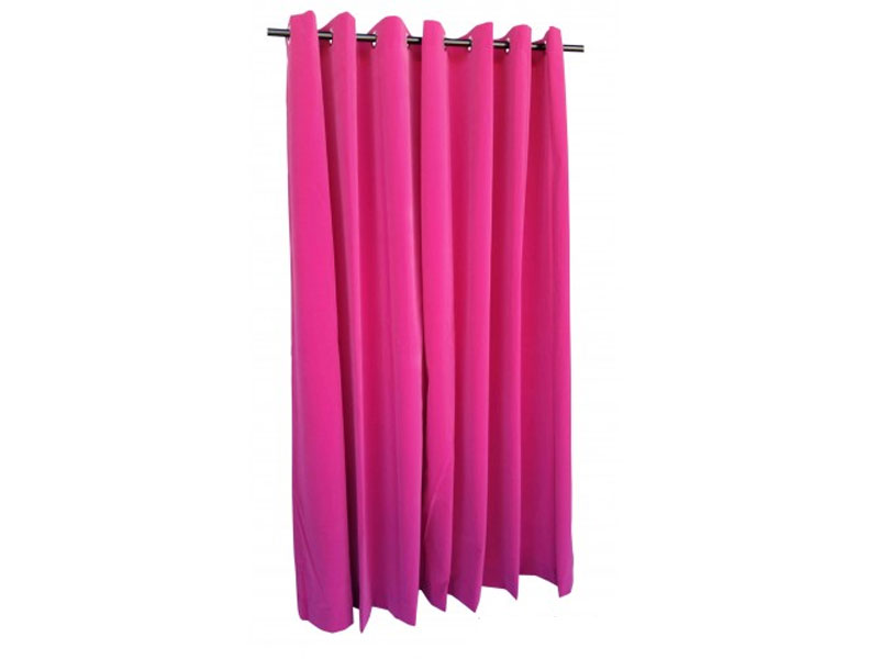 Used Pink Flocked Velvet Curtain w/Grommet Eyelet Top 5'w x 7'h