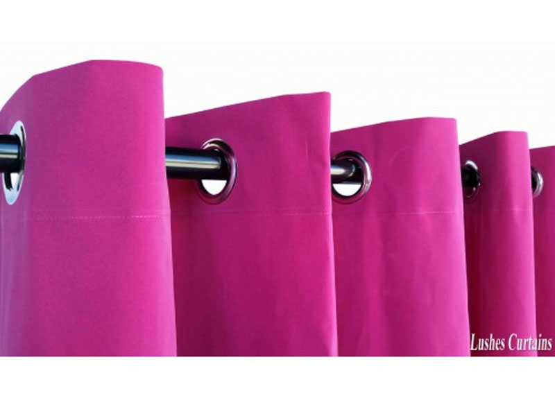 Used Pink Flocked Velvet Curtain w/Grommet Eyelet Top 5'w x 7'h