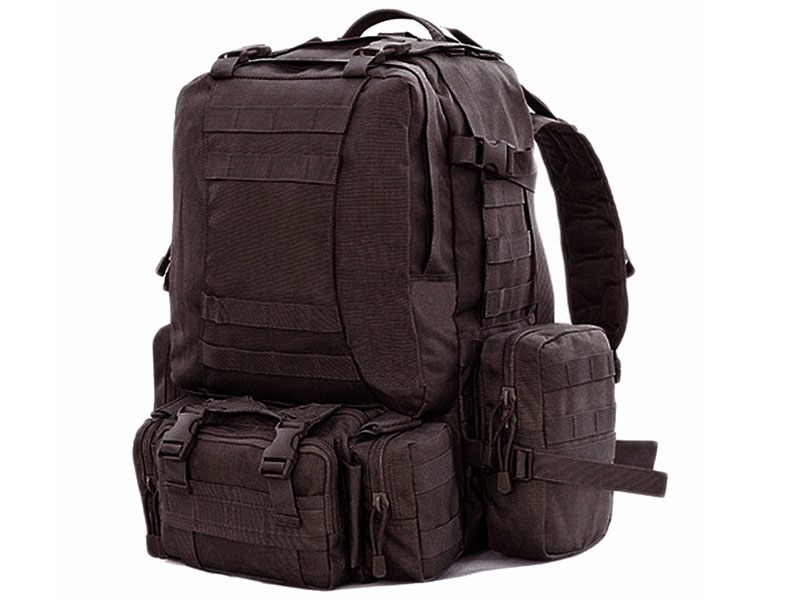Men's Large Military Style Modular Tactical Backpack & Daypack Black