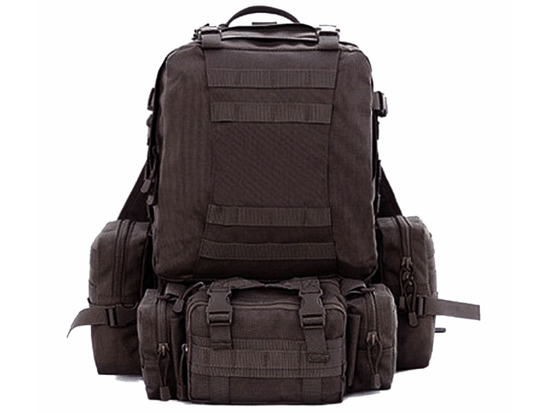 Men's Large Military Style Modular Tactical Backpack & Daypack Black