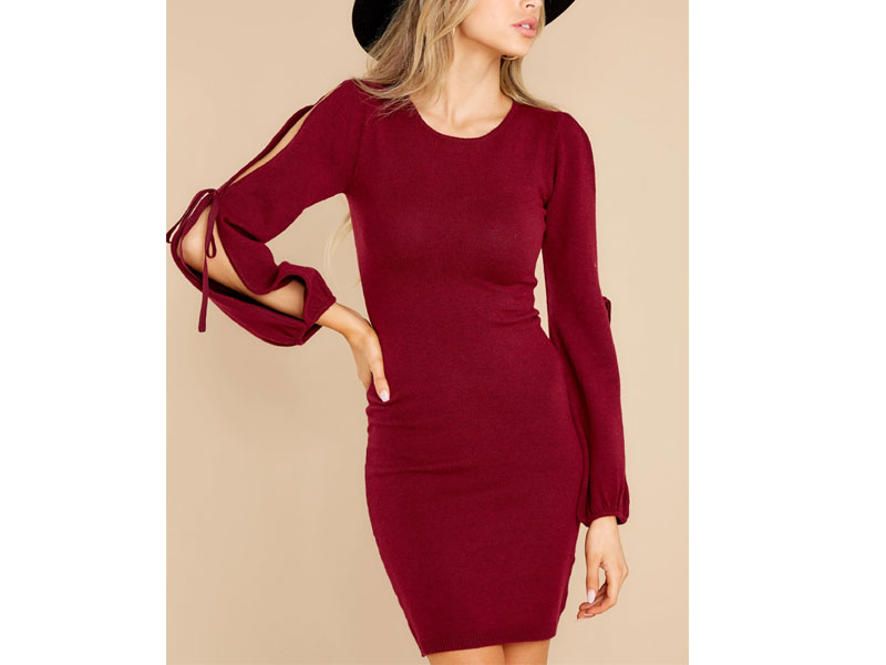 Women's Scenic Route Burgundy Sweater Dress