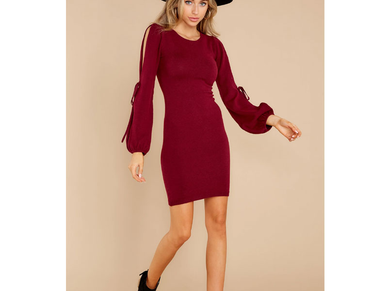 Women's Scenic Route Burgundy Sweater Dress