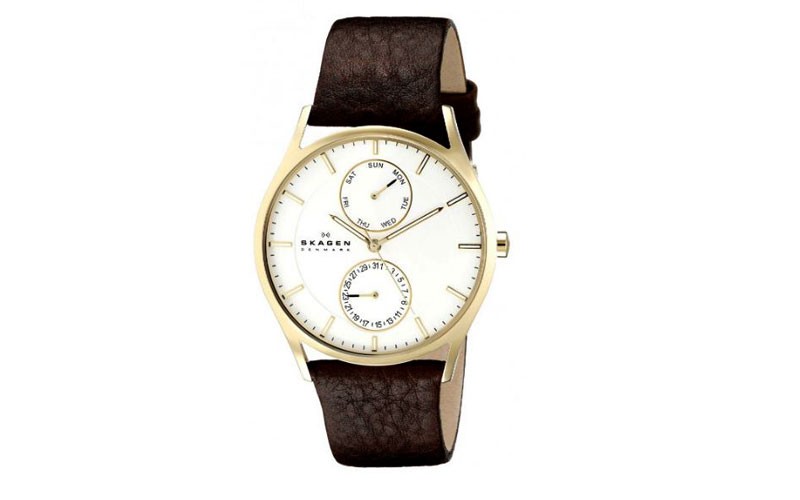 Skagen Holst White Dial Leather Strap Men's Watch SKW6066