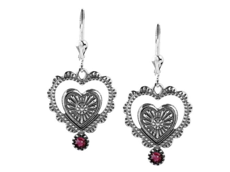 American West Jewelry Women's Sterling Silver Purple Spiny Heart Earrings