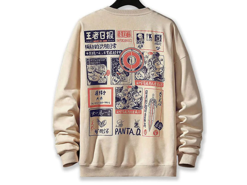 Women's Cartoon Graphic Pattern Drop Shoulder Sweatshirt Khaki S