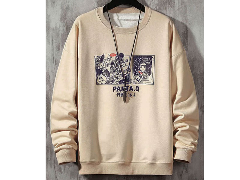 Women's Cartoon Graphic Pattern Drop Shoulder Sweatshirt Khaki S