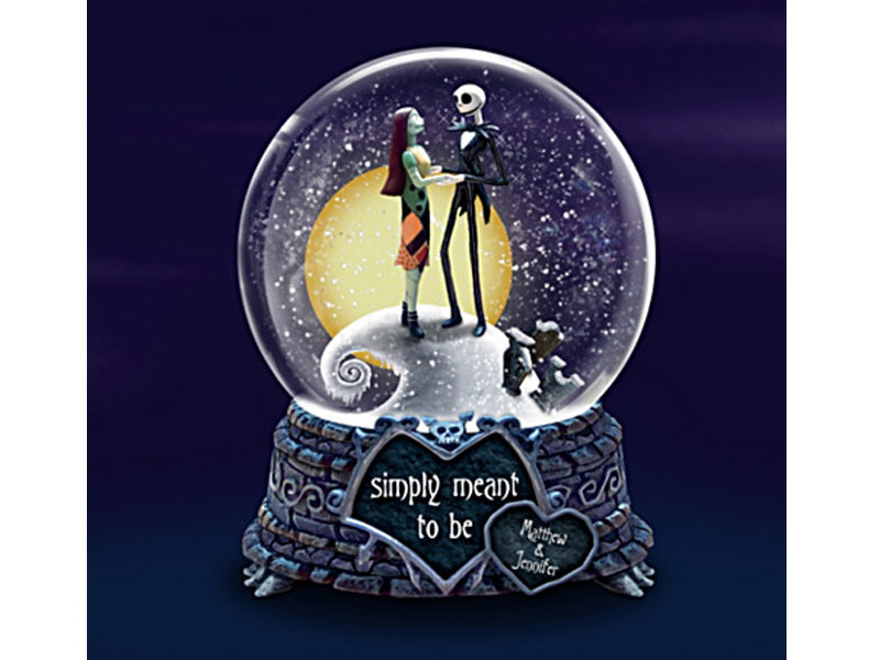 Jack and Sally Meant To Be Personalized Musical Snowglobe