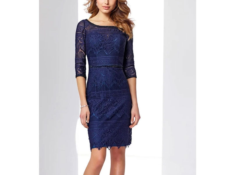 Social Occasions By Mon Cheri Scalloped Lace Cocktail Dress For Women