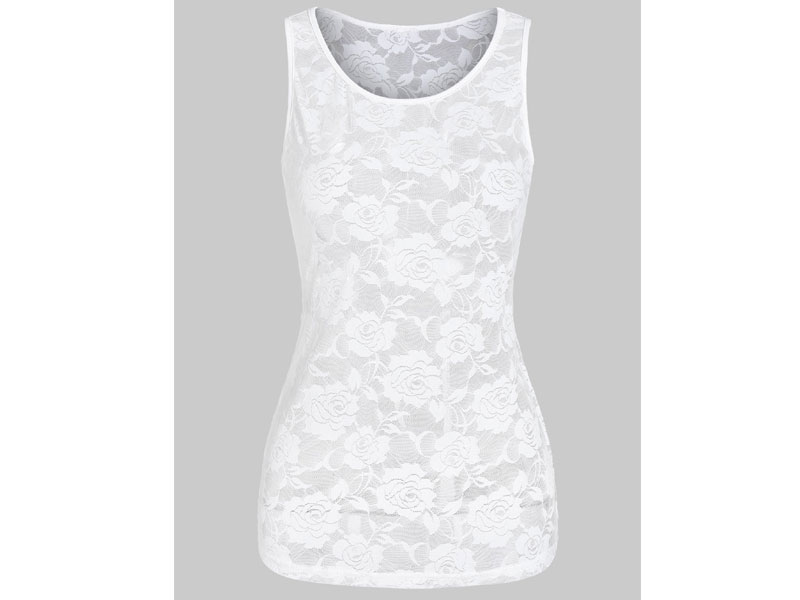 Women's Printed Skew Collar T Shirt with Lace Tank Top