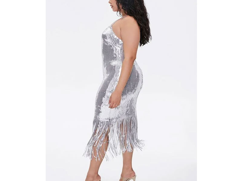 Women's Plus Size Sequin Fringe Cami Dress