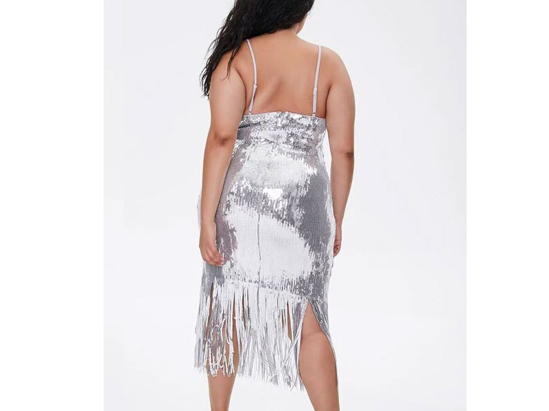 Women's Plus Size Sequin Fringe Cami Dress