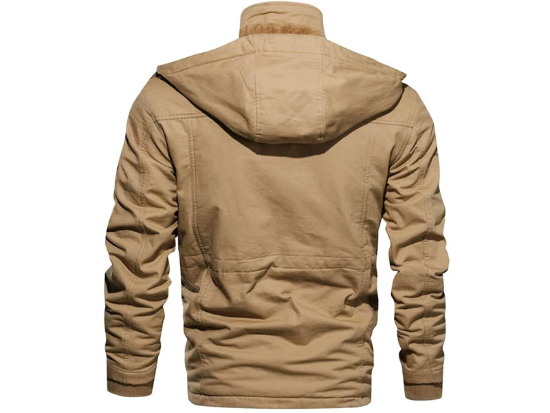 Men's Faux Fur Lined Waist Drawstring Cargo Jacket