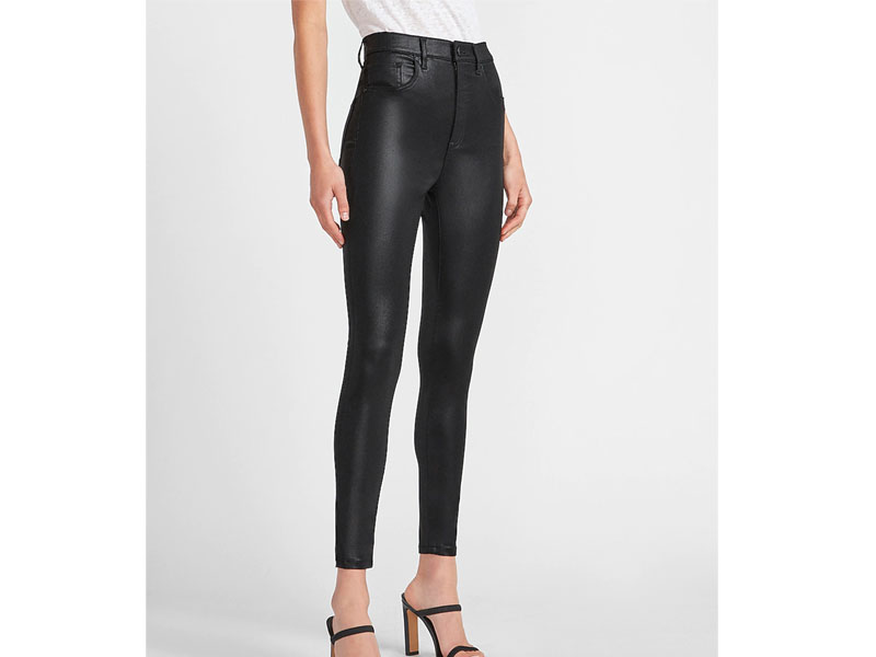 Women's Super High Waisted Black Coated Skinny Jeans