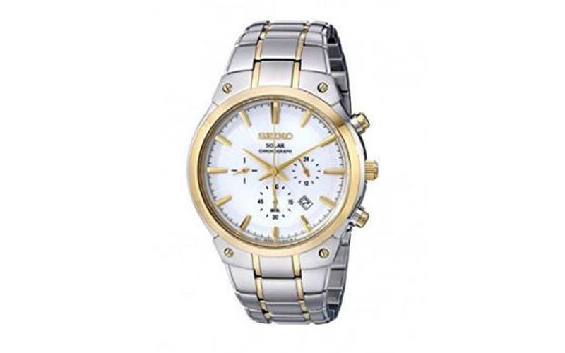 Seiko Solar White Dial Chronograph Men's Watch SSC318 SSC318