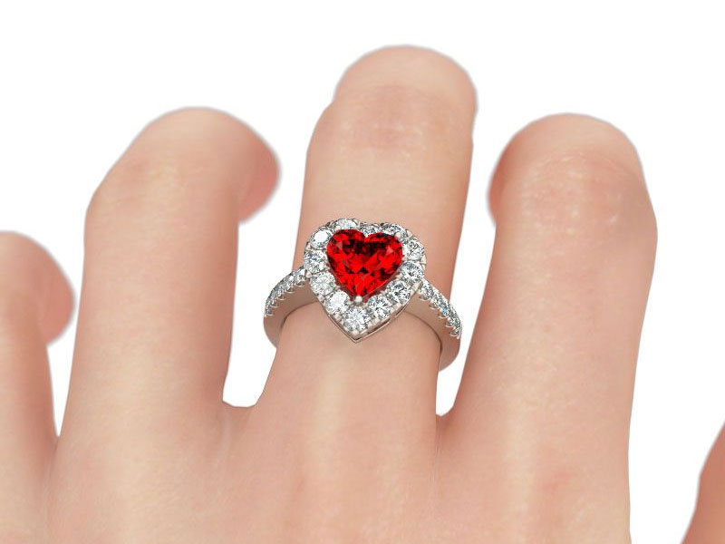 Jeulia Halo Heart Cut Sterling Silver Ring For Women