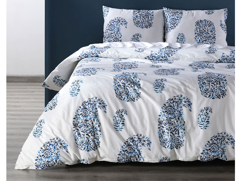 Paisley Park Blue Cotton Percale Printed Duvet Cover Set