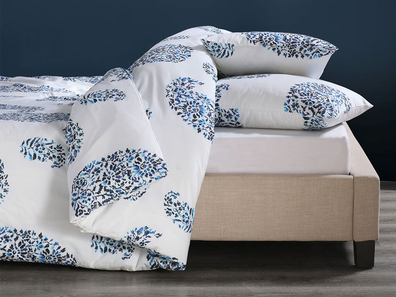 Paisley Park Blue Cotton Percale Printed Duvet Cover Set