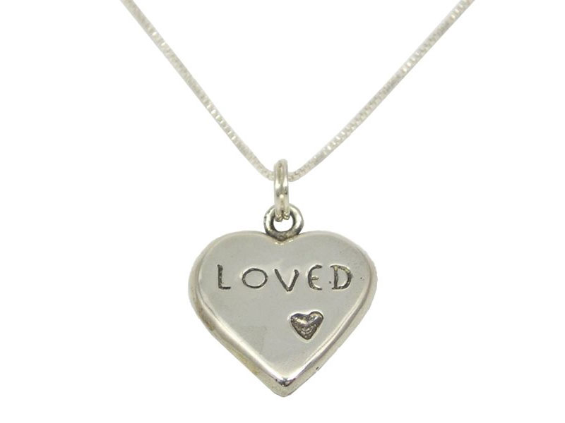 Sterling Silver Box-Link Necklace and Character Heart For Women